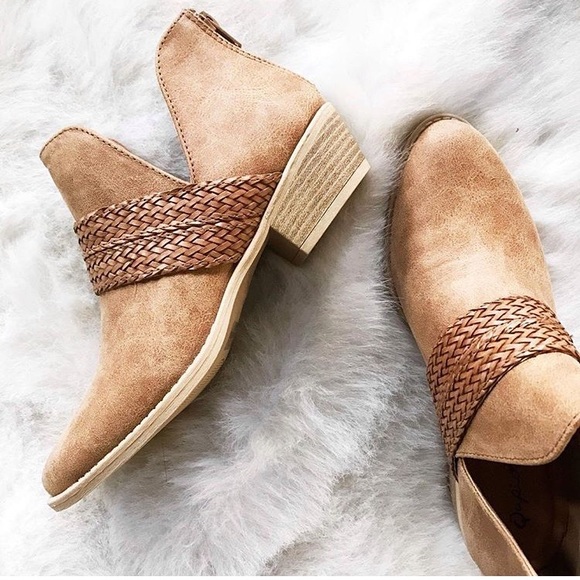 Qupid Shoes - Apricot Lane Boutique tan booties